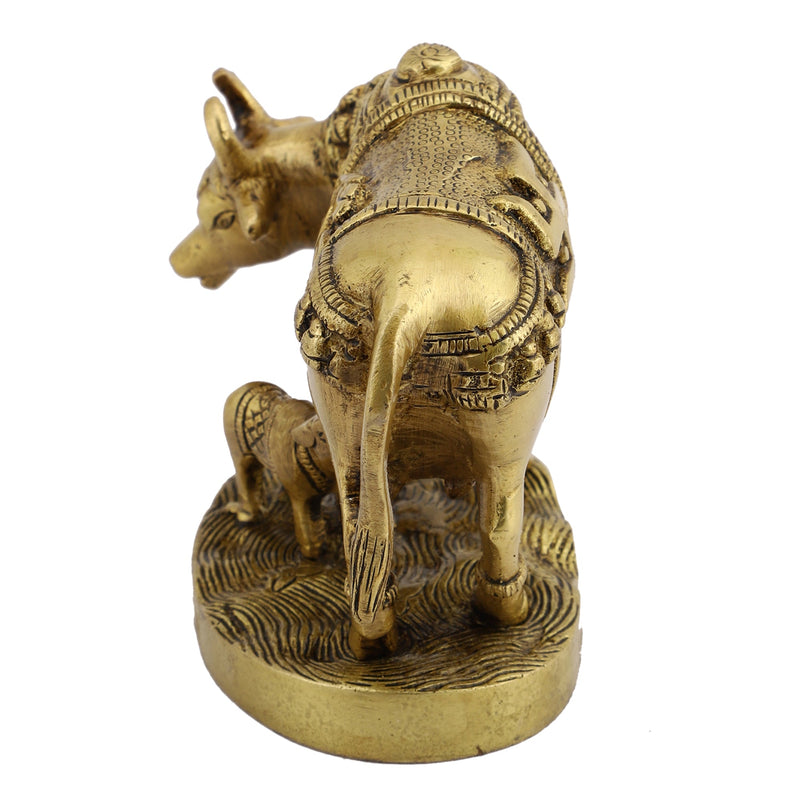 Brass God Kamdhenu Cow - finely crafted brass statue of Kamdhenu, the divine wish-fulfilling cow, golden finish, auspicious and revered deity, perfect for home decor and spiritual spaces, ideal for invoking blessings and abundance, symbolizes prosperity, fertility, and divine blessings, enhances the spiritual energy and fosters a sense of divine presence, a sacred and cherished addition to your collection of brass sculptures and figurines.