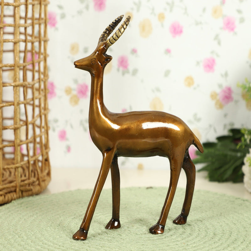 Jaszz Art Vintage Standing Deer Brass Showpiece