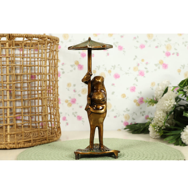 Umbrella Frog Animal Antique Art Beautiful Bedroom Brass Decor Decoration Figure Figurines Gift Gifts God Gold Golden Home Easter Item Items Living Livingroom Love Luck Office Pet Room School Showpiece Statue Vastu Wealth