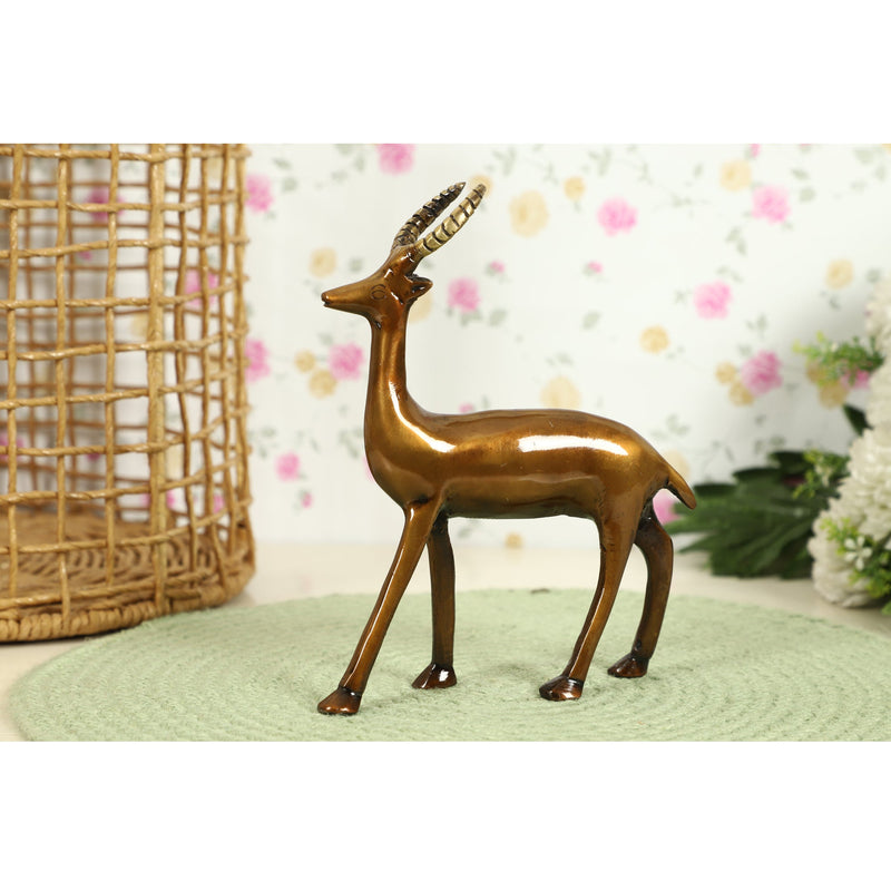  Vintage Deer Standing Animal Antique Art Beautiful Bedroom Brass Decor Decoration Figure Figurines Gift Gifts Gold Golden Home Item Items Living Livingroom Love Luck Office Pet Room School Showpiece Statue Vastu Wealth